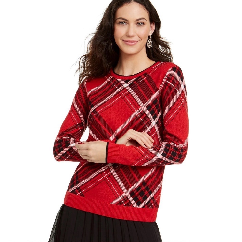Charter Club Plaid Crewneck Sweater